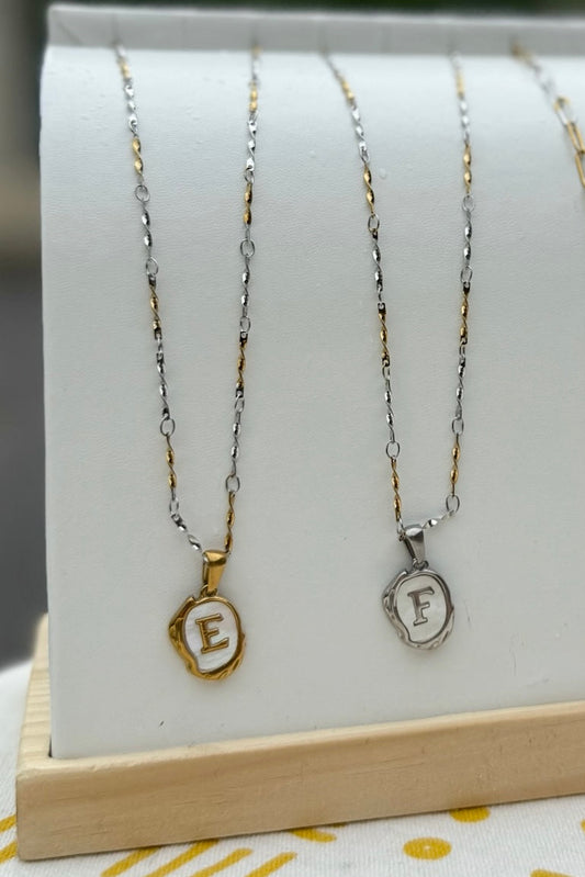 The Seaside Initial Necklace - Two Toned Sea Glaze Edition