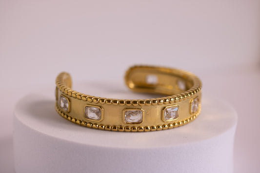 Moonrise Glow Bangle in Silver + Gold