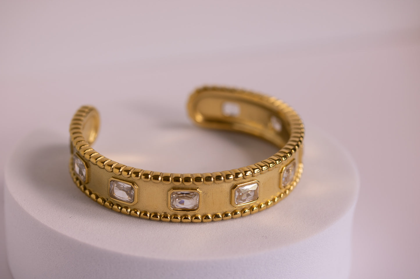 Moonrise Glow Bangle in Silver + Gold