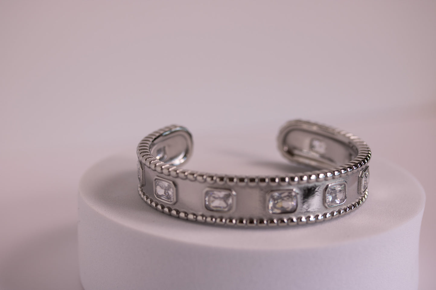 Moonrise Glow Bangle in Silver + Gold