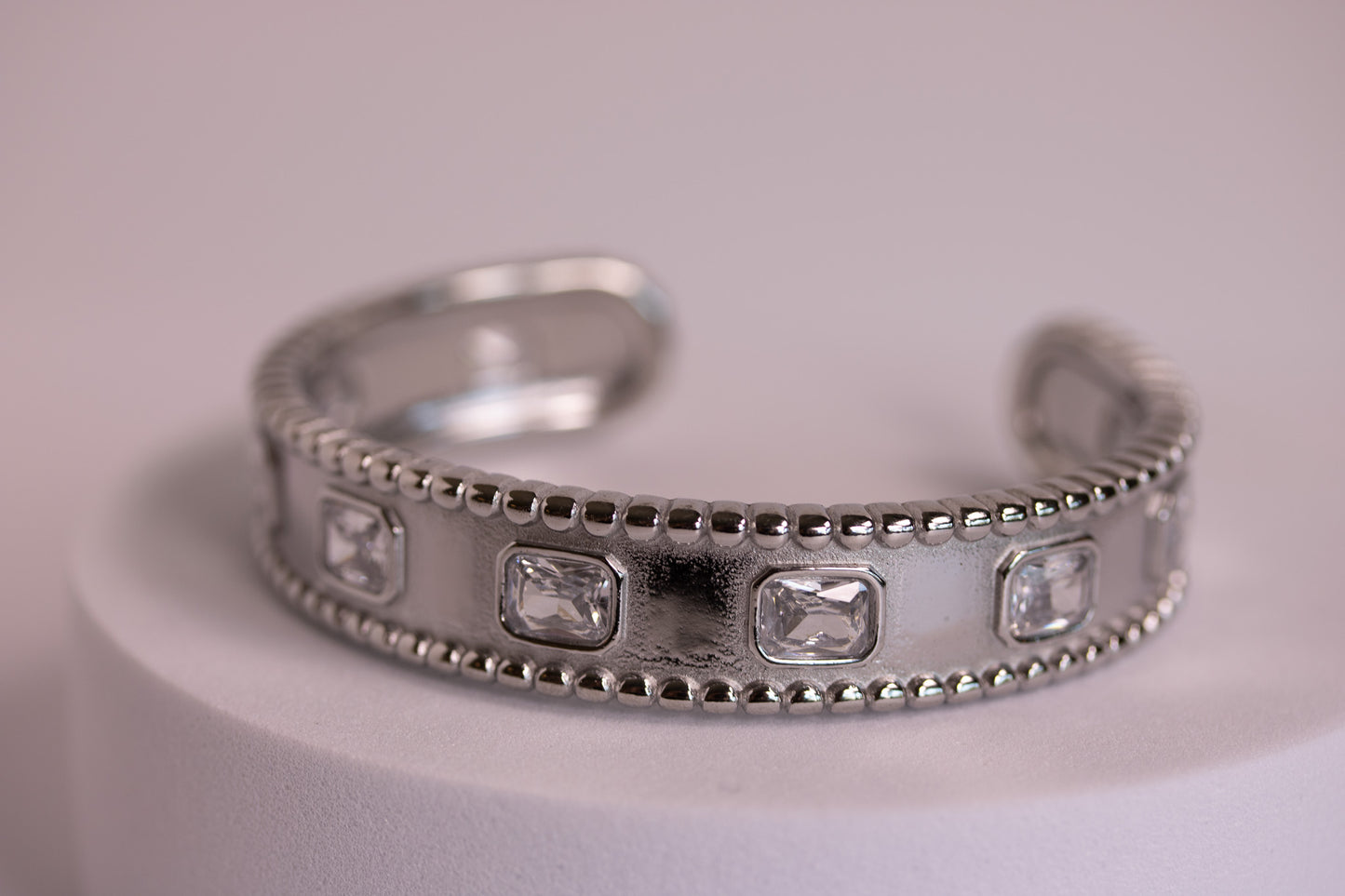 Moonrise Glow Bangle in Silver + Gold