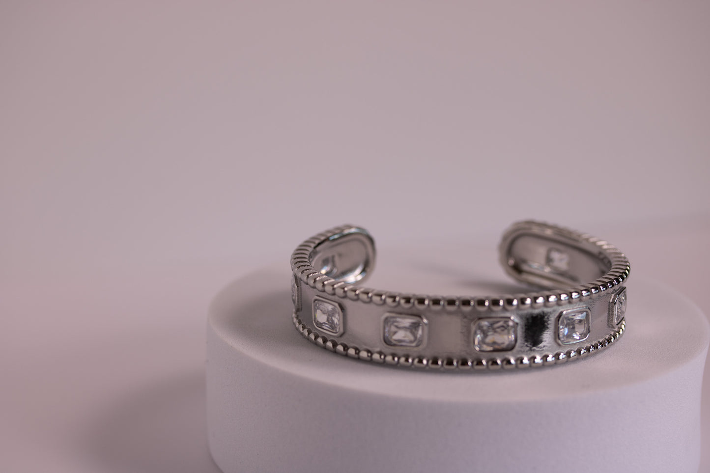 Moonrise Glow Bangle in Silver + Gold