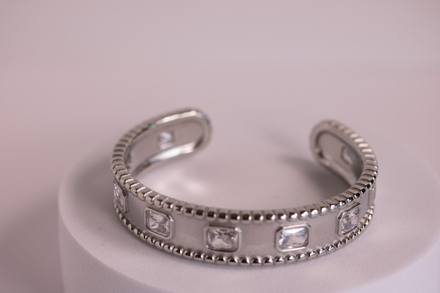 Moonrise Glow Bangle in Silver + Gold