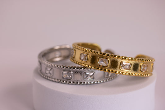 Moonrise Glow Bangle in Silver + Gold