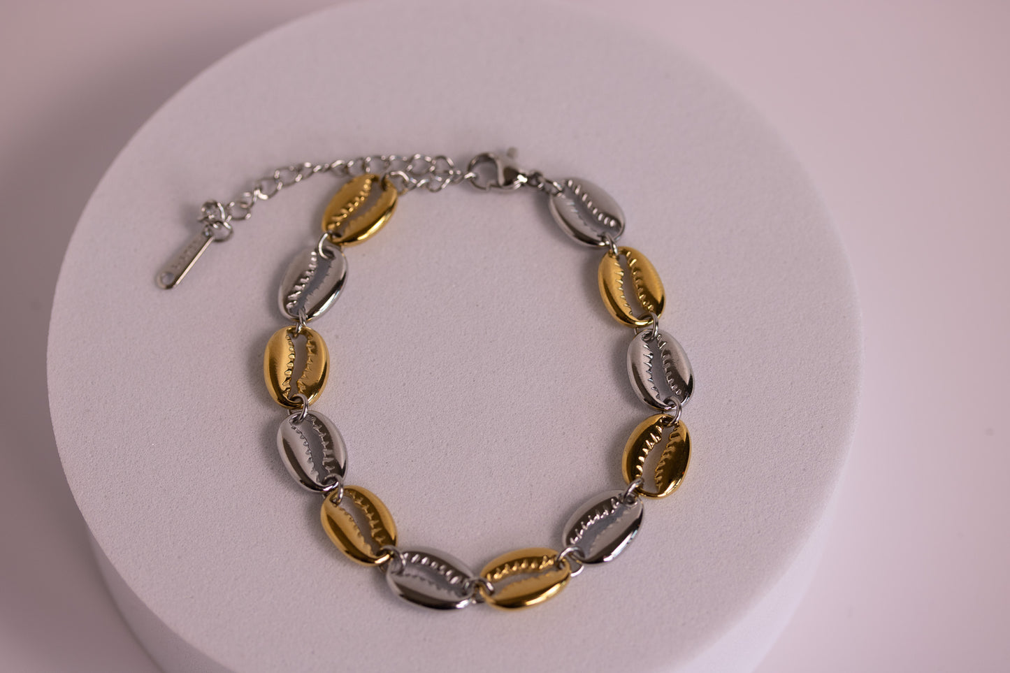 Cowrie Bracelet in Gold, Silver, and Two Toned