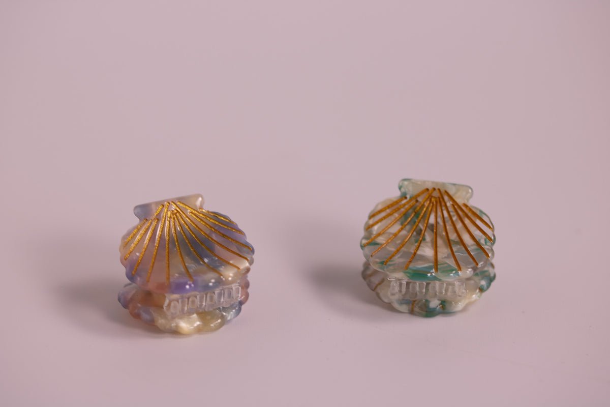 Small Shell Clips Mini Coastal Claw Clips – Shell + Stone