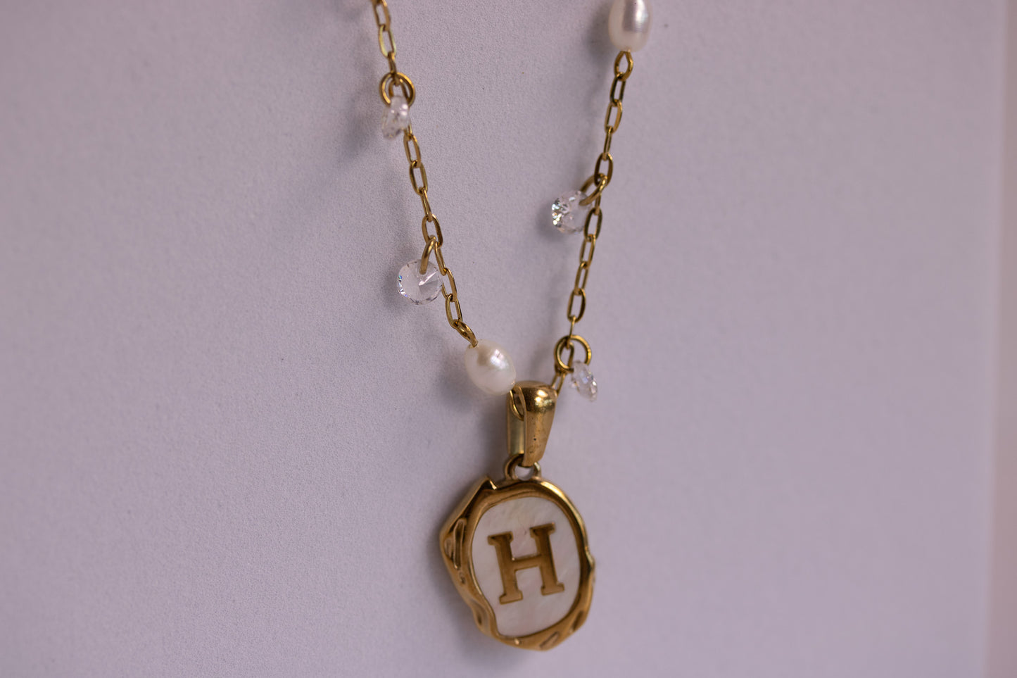 The Seaside Initial Necklace - Dancing Pearls Edition
