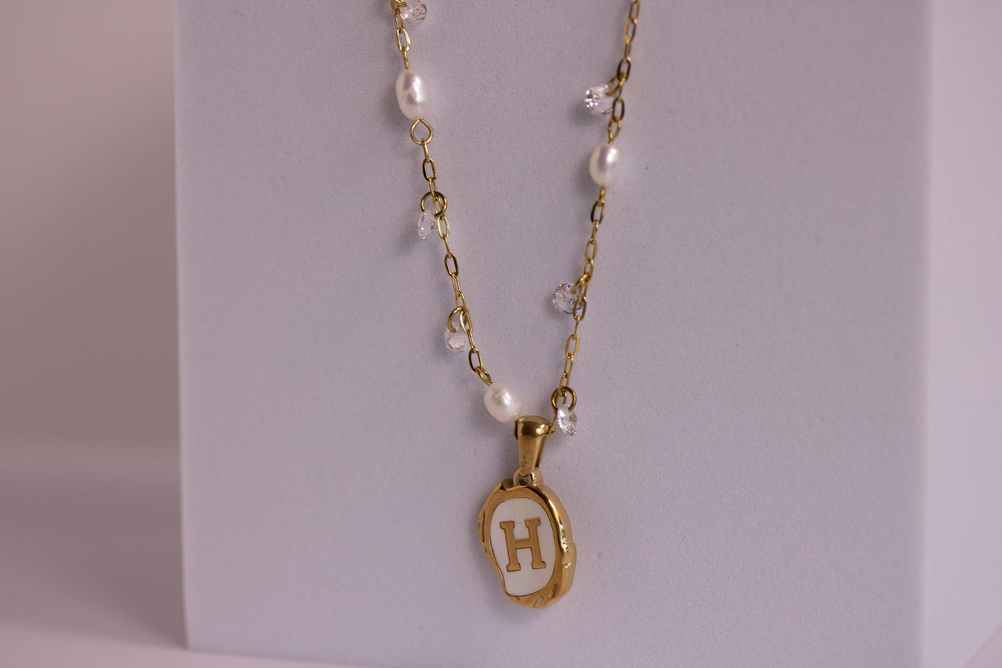 The Seaside Initial Necklace - Dancing Pearls Edition