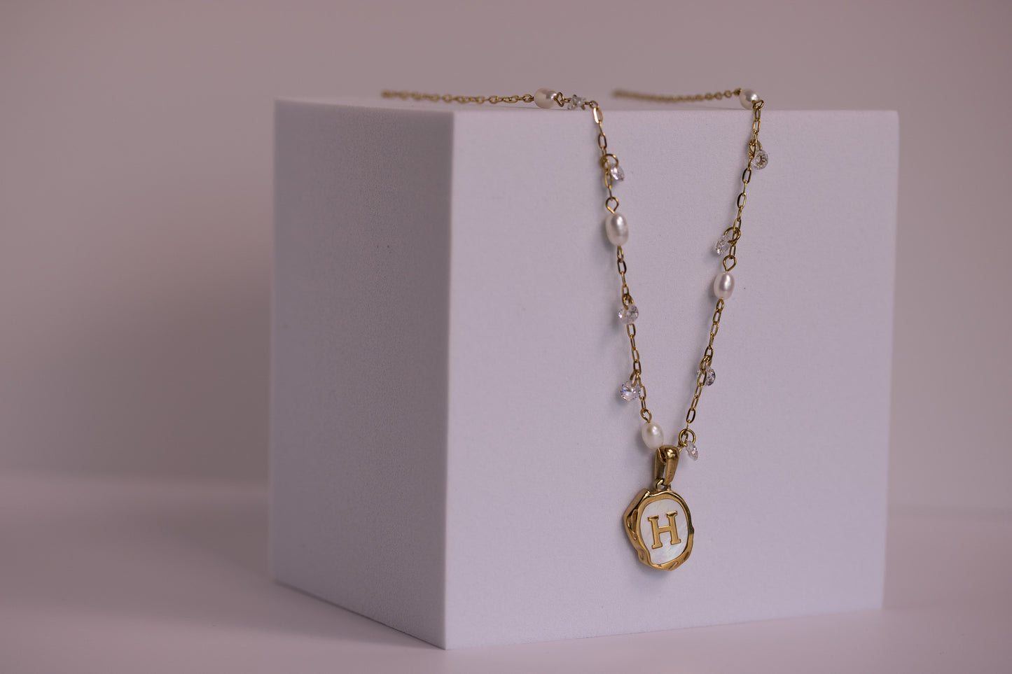 The Seaside Initial Necklace - Dancing Pearls Edition