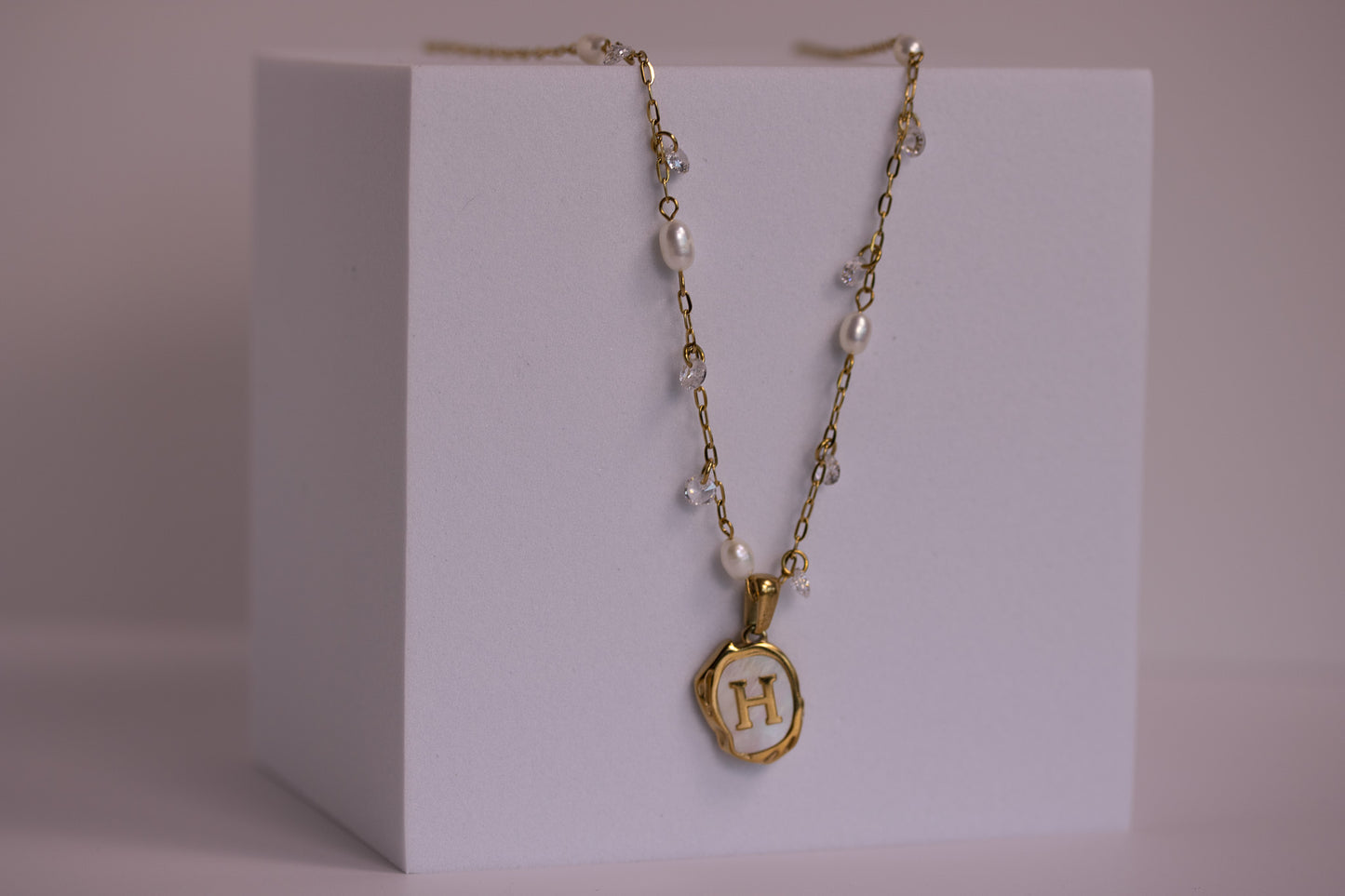The Seaside Initial Necklace - Dancing Pearls Edition