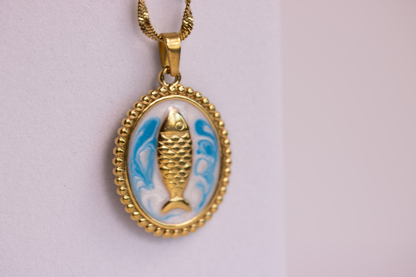 Fish Medallion Necklaces in Various Colors