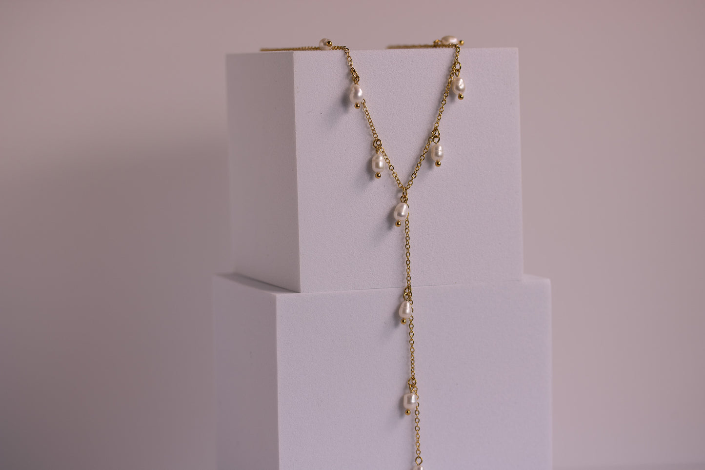 Multi Pearl Lariat Necklace