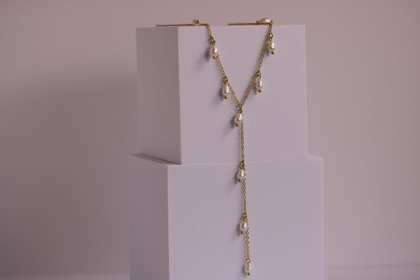 Multi Pearl Lariat Necklace