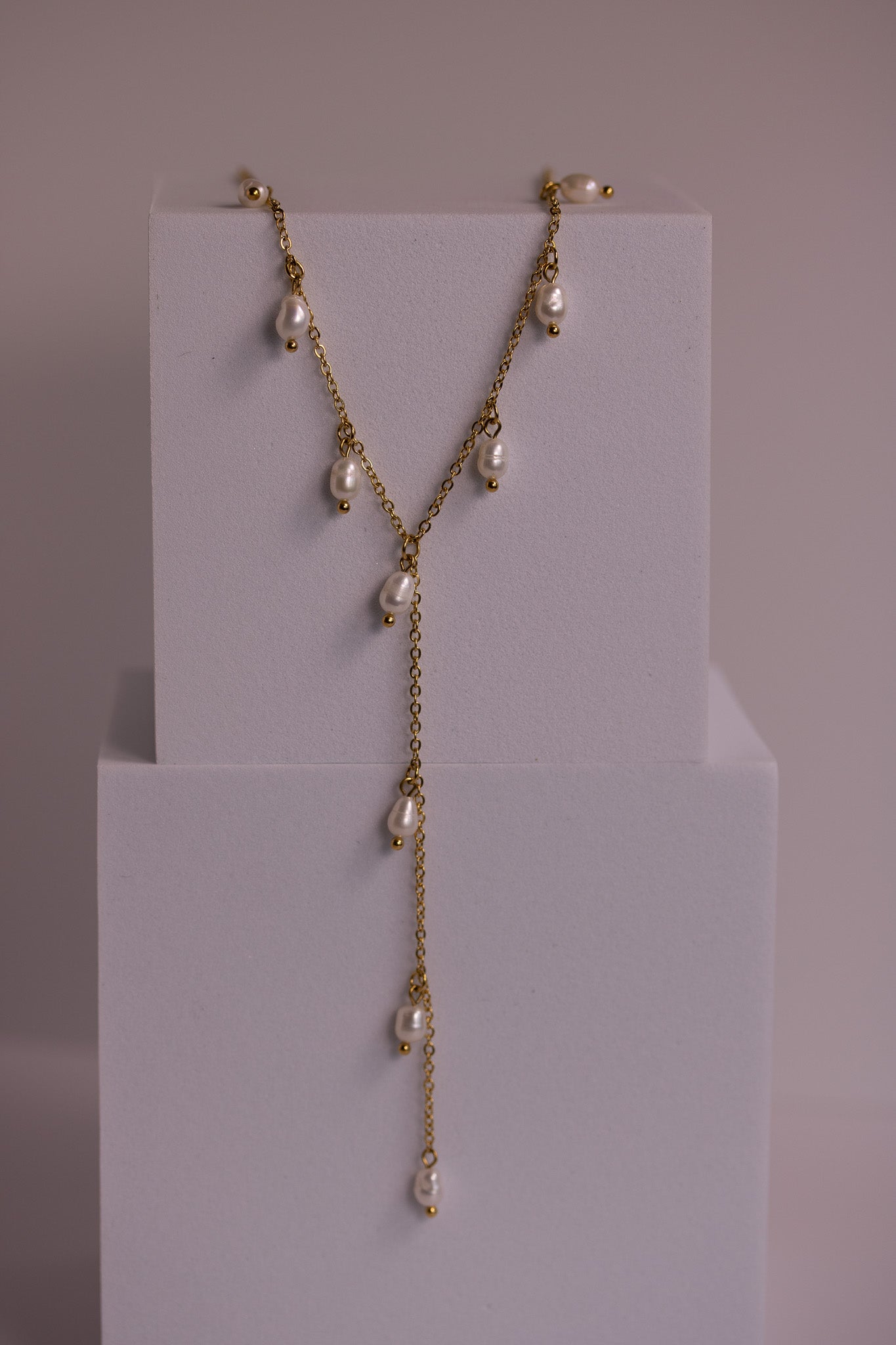 Multi Pearl Lariat Necklace