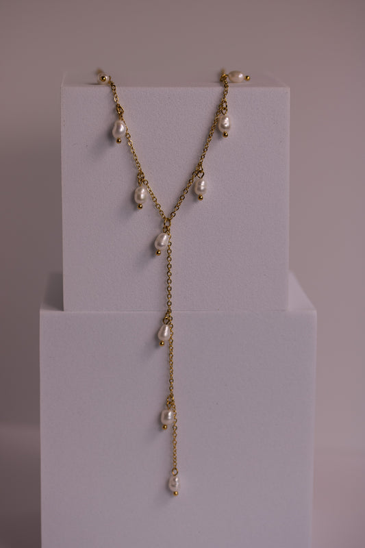 Multi Pearl Lariat Necklace