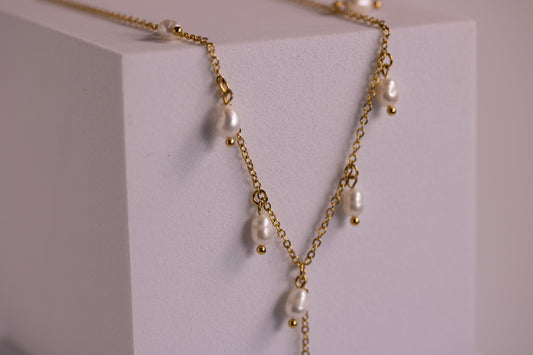 Multi Pearl Lariat Necklace