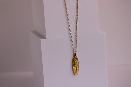 Golden Surfboard Pendant Necklace