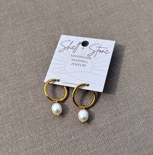 Pearl Drop Hoops