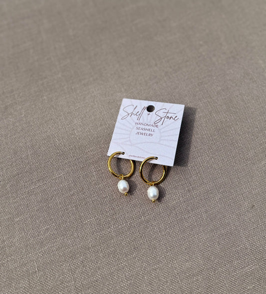 Pearl Drop Hoops