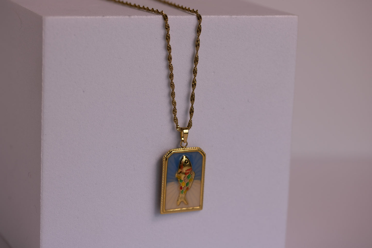 Mosaic Fish Pendant Necklace