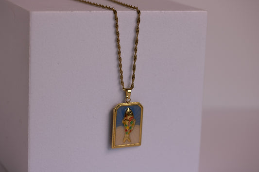 Mosaic Fish Pendant Necklace