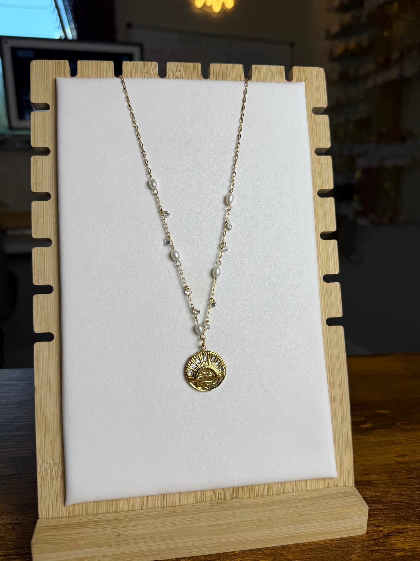 Sunburst + Dancing Pearls Necklace