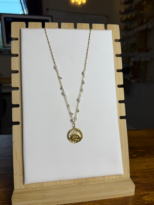 Sunburst + Dancing Pearls Necklace