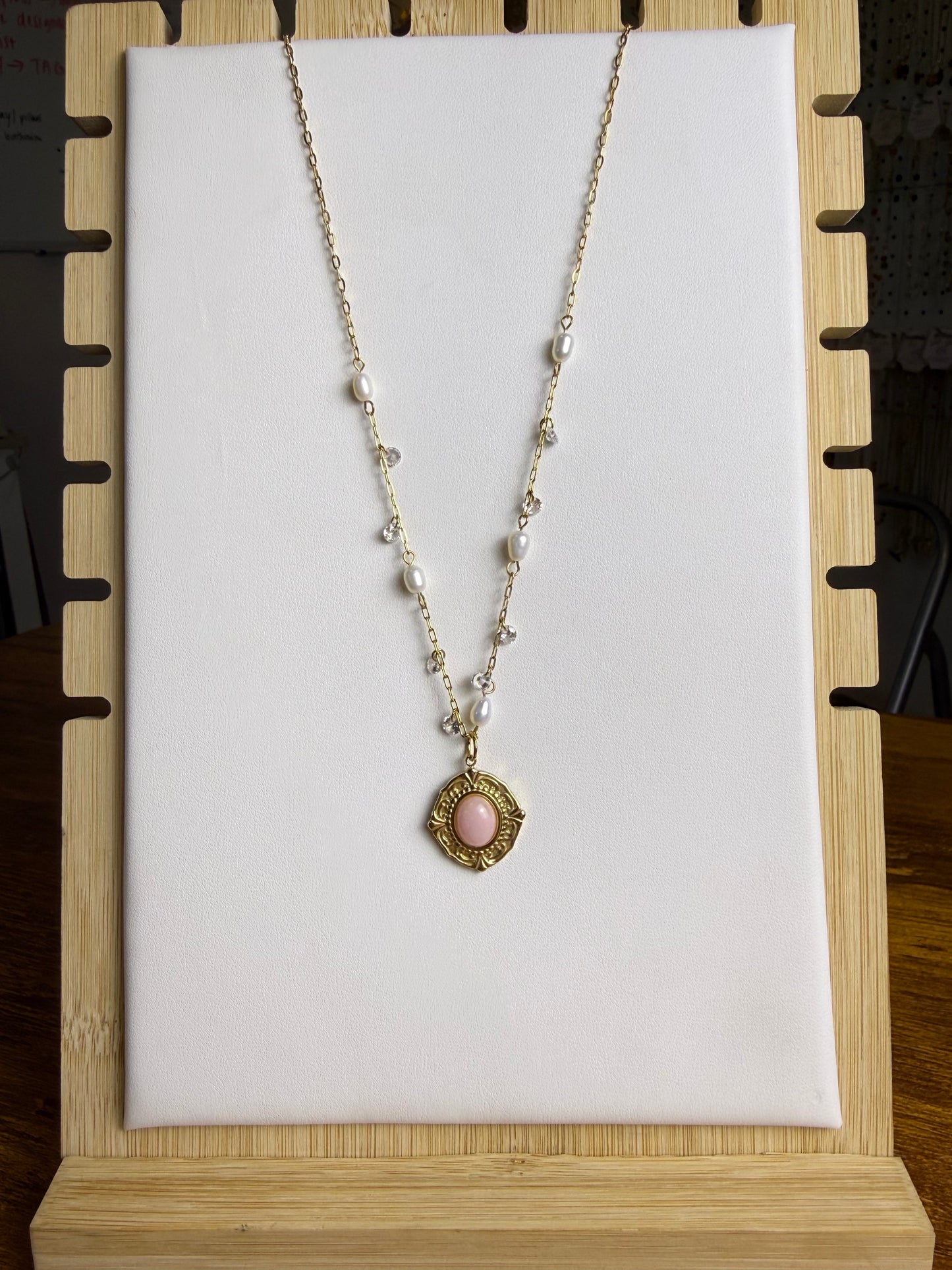 Rose Quartz + Dancing Pearls Necklace