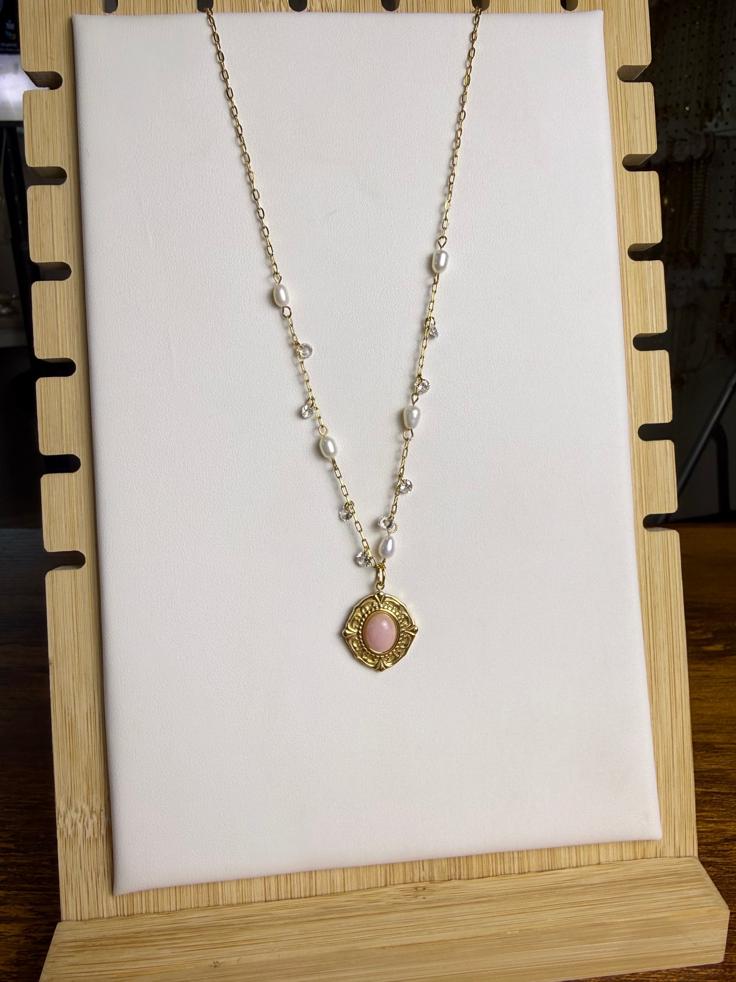 Rose Quartz + Dancing Pearls Necklace