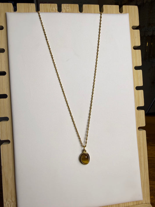 Tigers Eye + Singapore Necklace