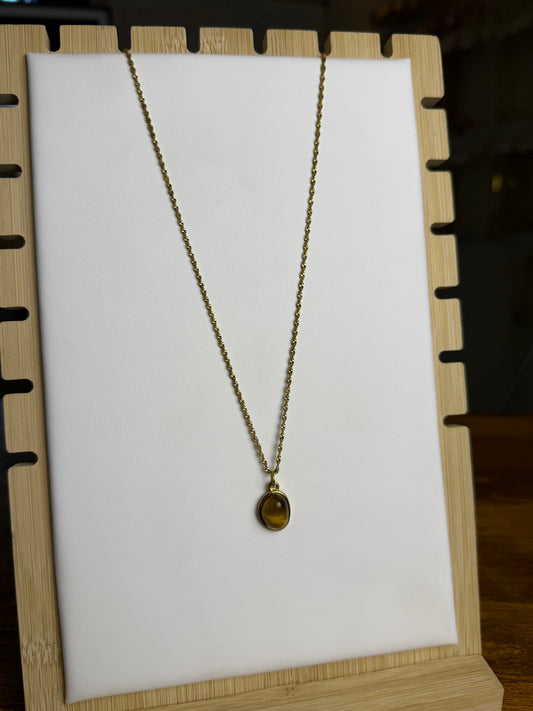 Tigers Eye + Singapore Necklace