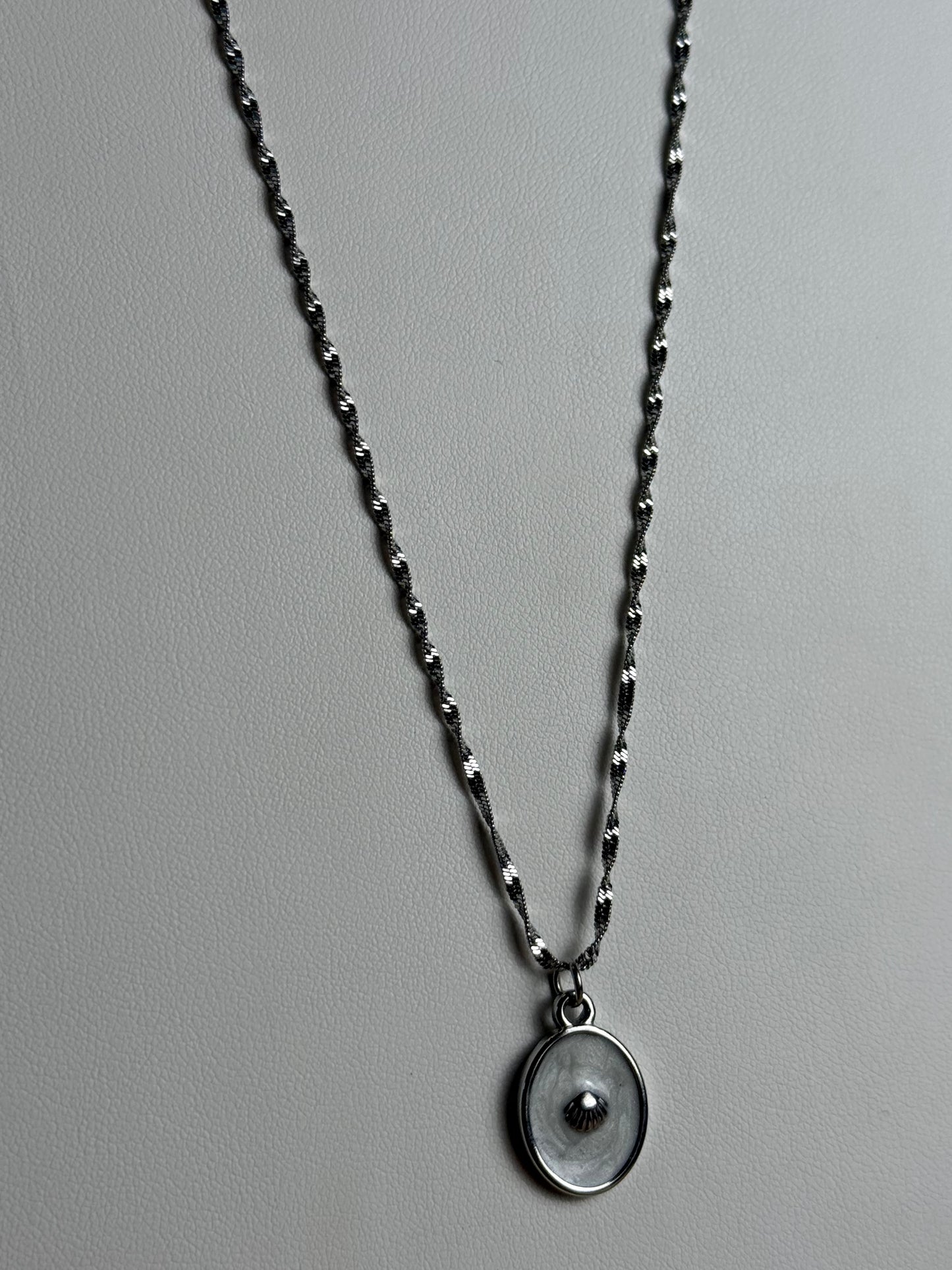 Oval Shell Charm + Singapore Necklace
