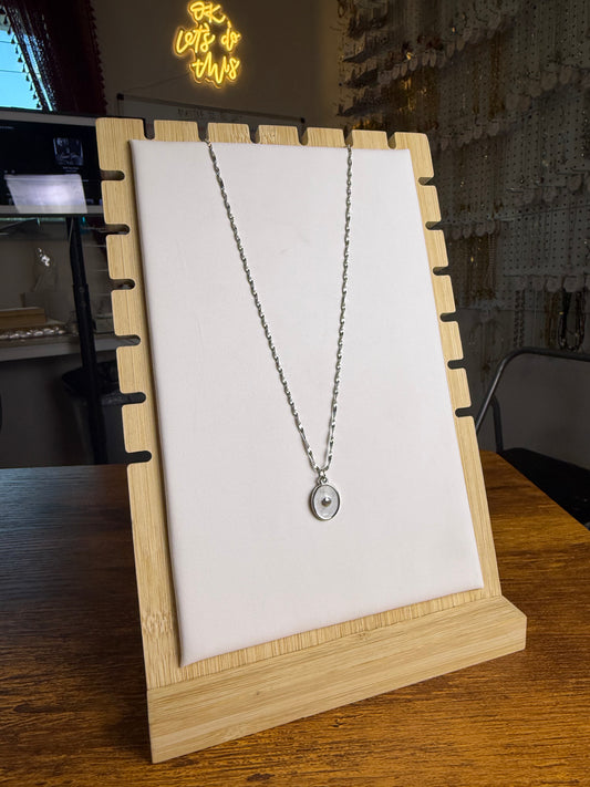 Oval Shell Charm + Singapore Necklace