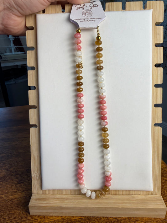Strawberry Caramel Beaded Necklace