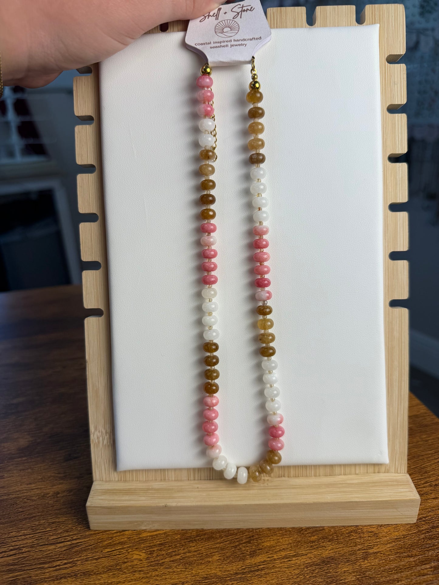 Strawberry Caramel Beaded Necklace