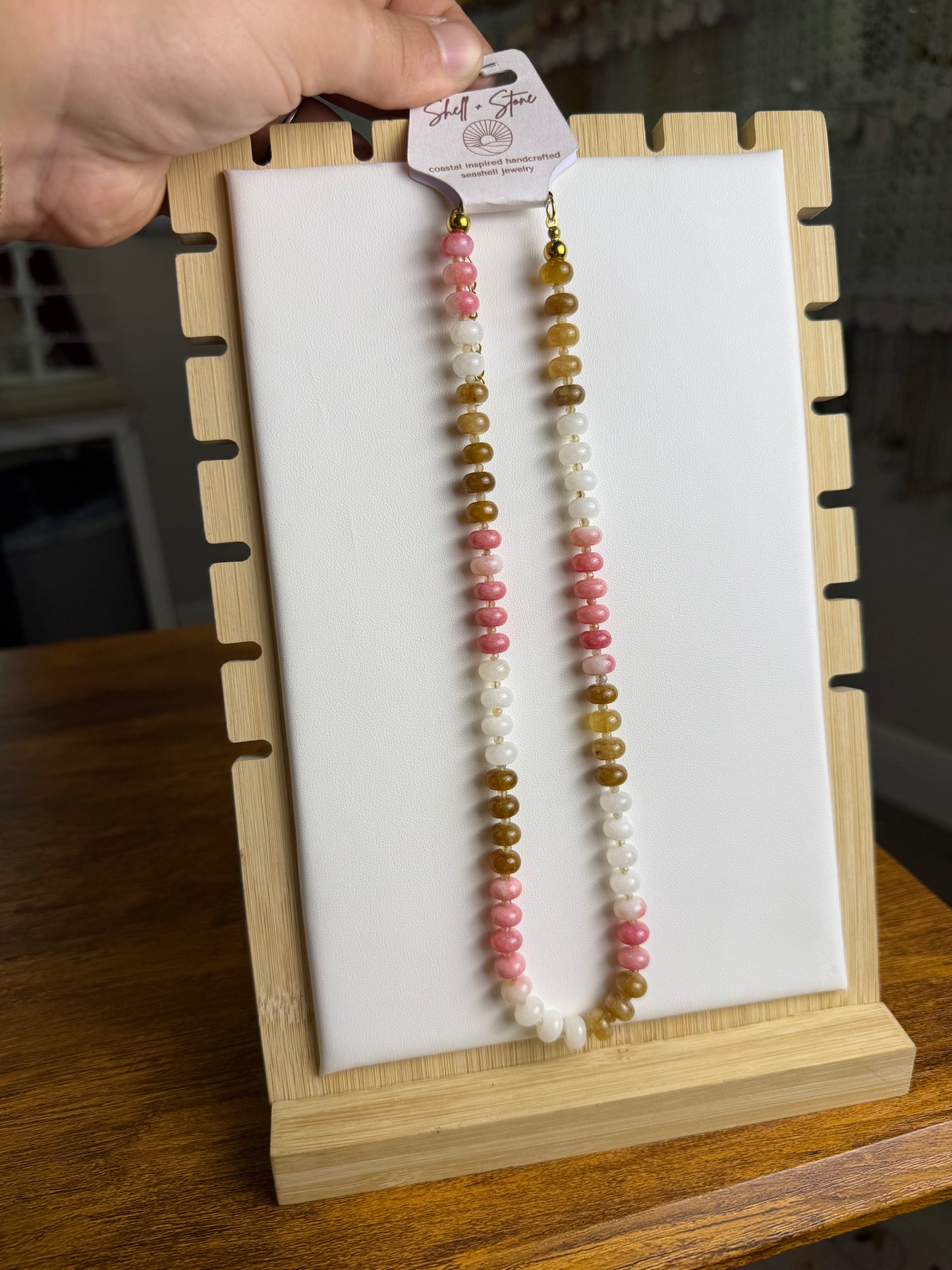 Strawberry Caramel Beaded Necklace