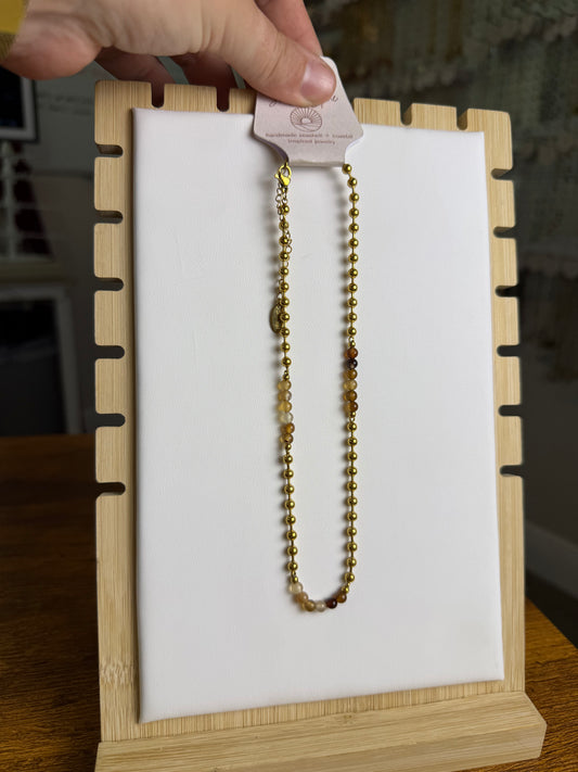 Tigers Eye + Citrine Necklace