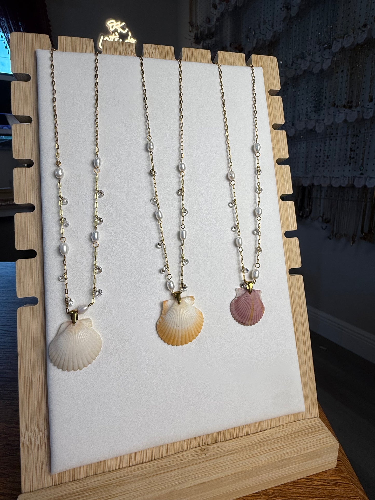 Seashell Necklace on Dancing Pearls Chain