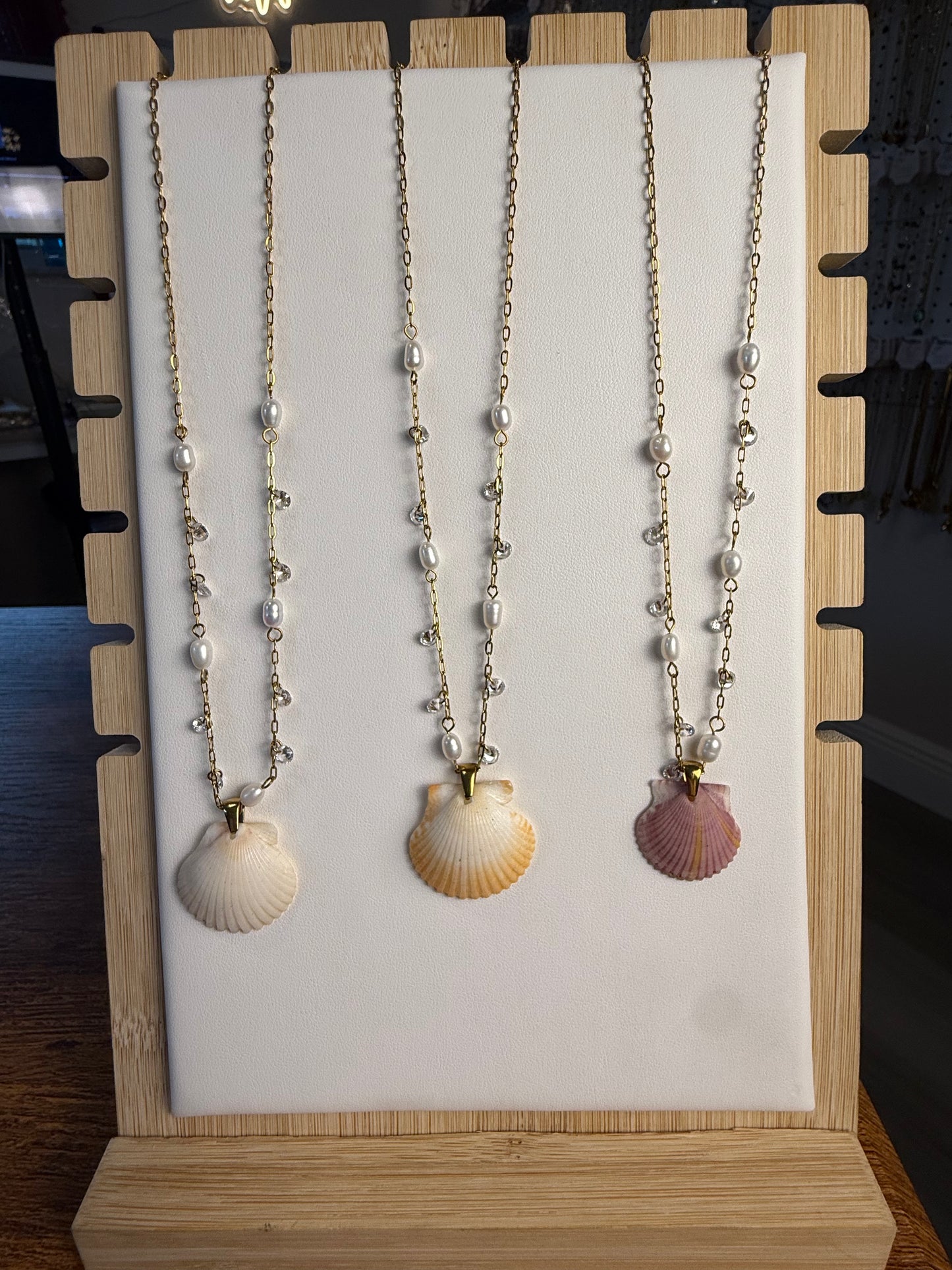 Seashell Necklace on Dancing Pearls Chain