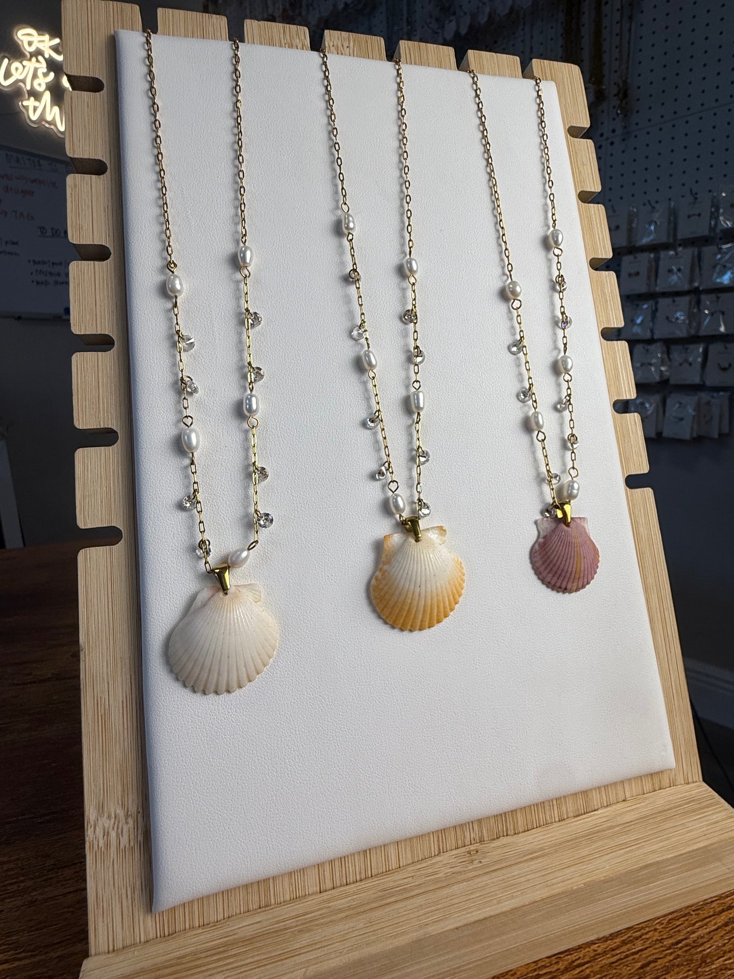 Seashell Necklace on Dancing Pearls Chain