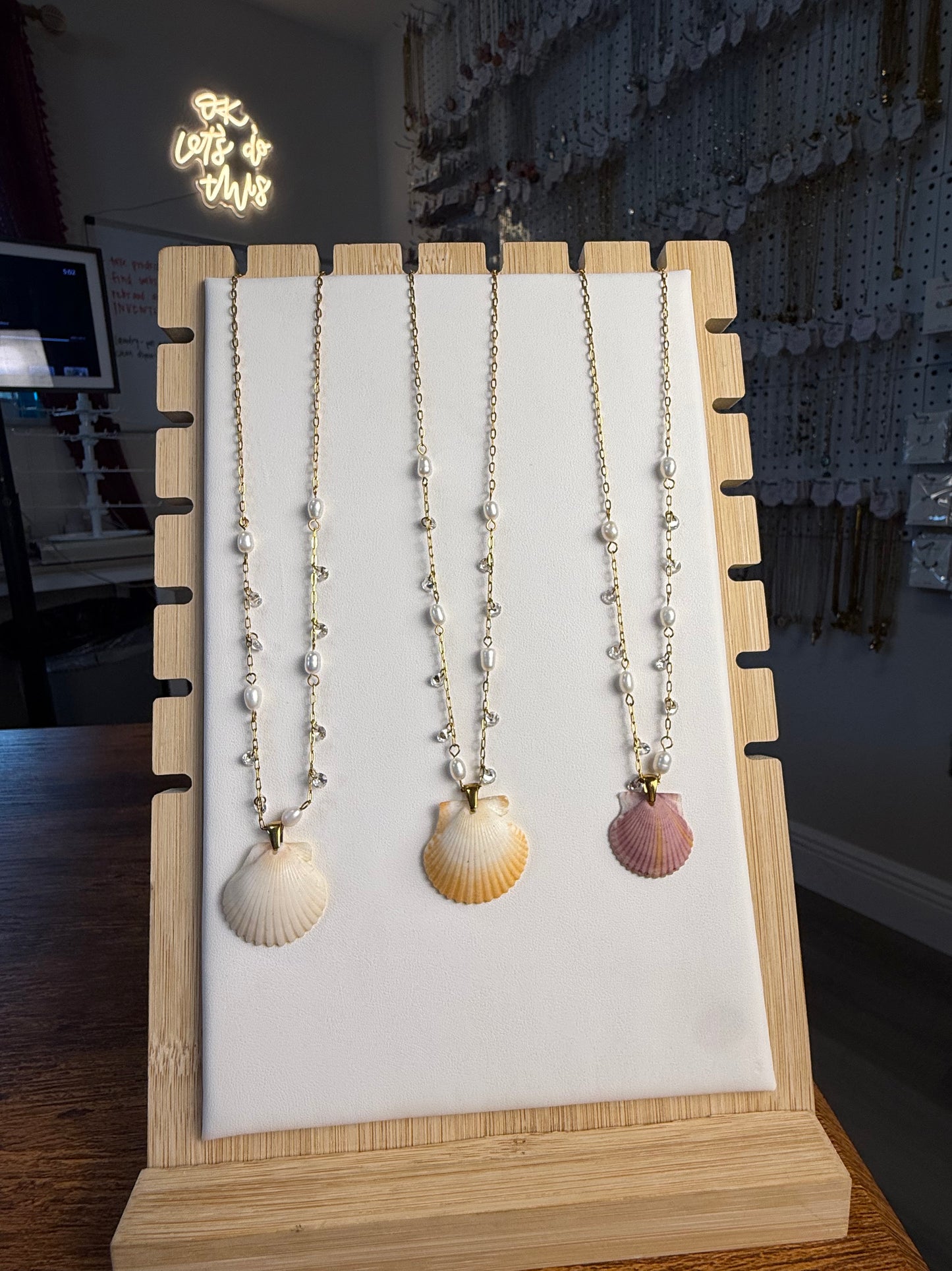 Seashell Necklace on Dancing Pearls Chain