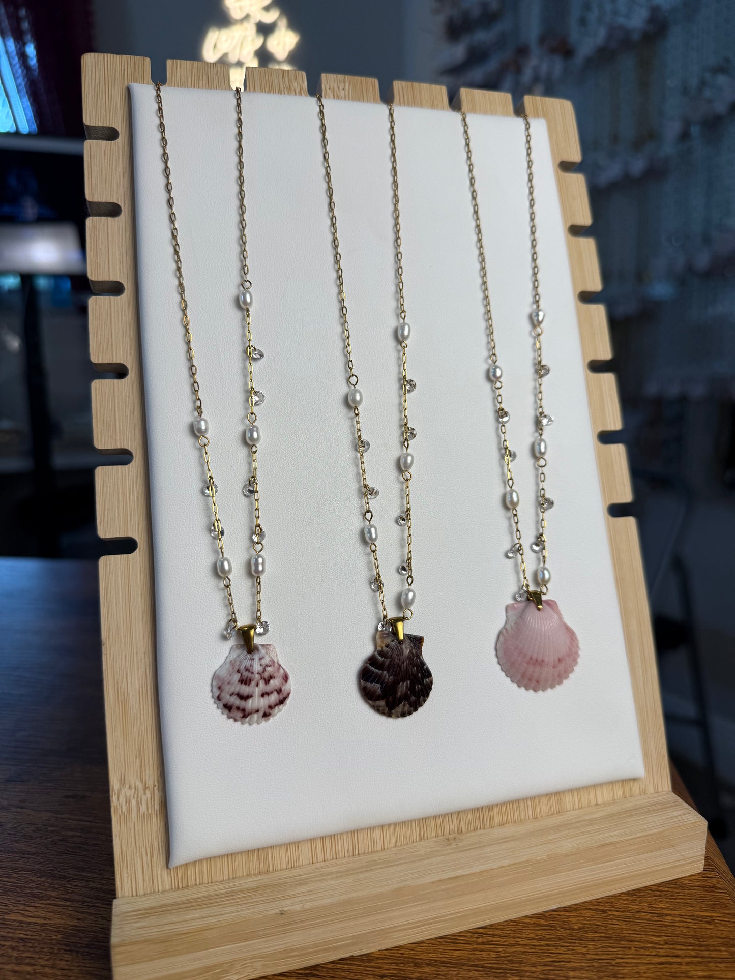 Seashell Necklace on Dancing Pearls Chain