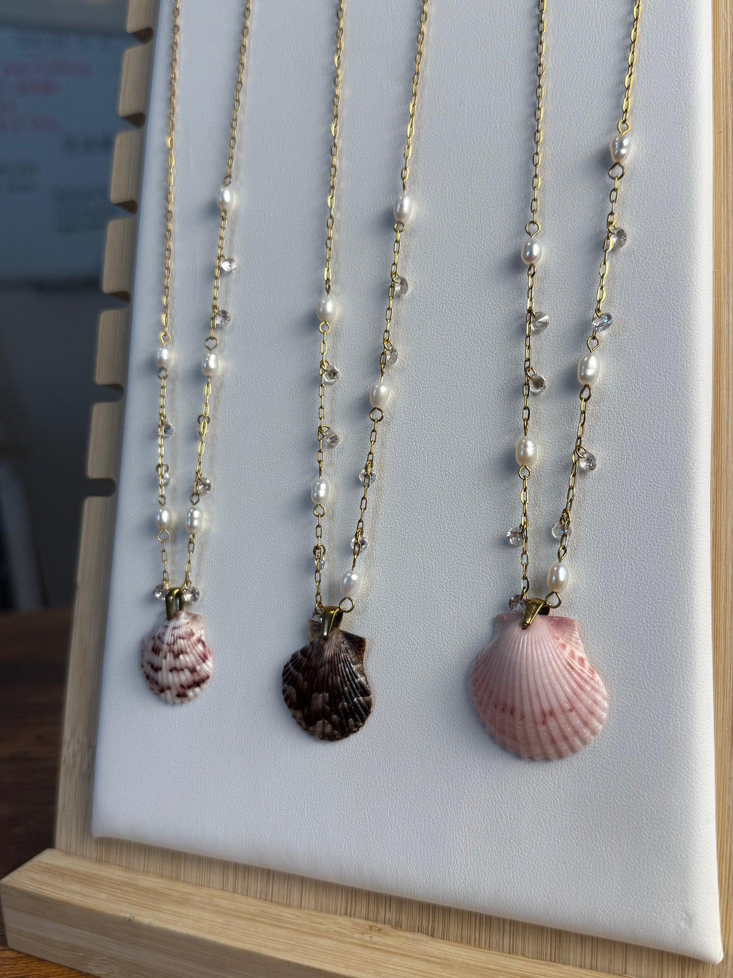 Seashell Necklace on Dancing Pearls Chain