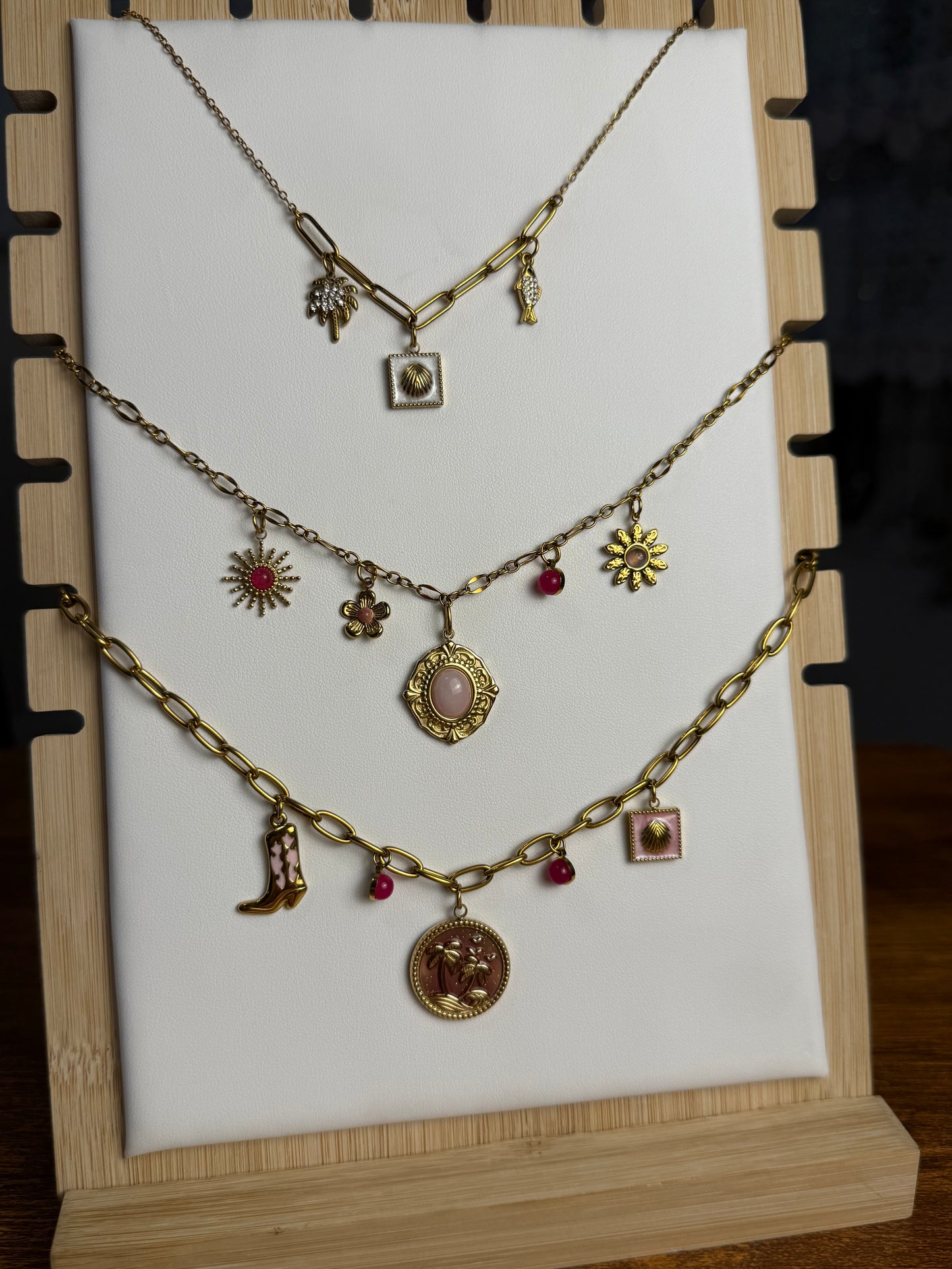 Various Charm Necklaces - Pink + White Edition