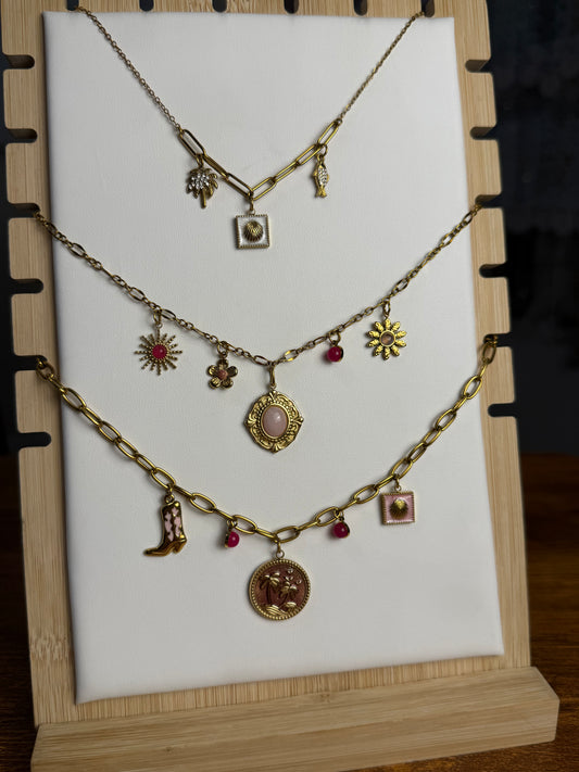 Various Charm Necklaces - Pink + White Edition