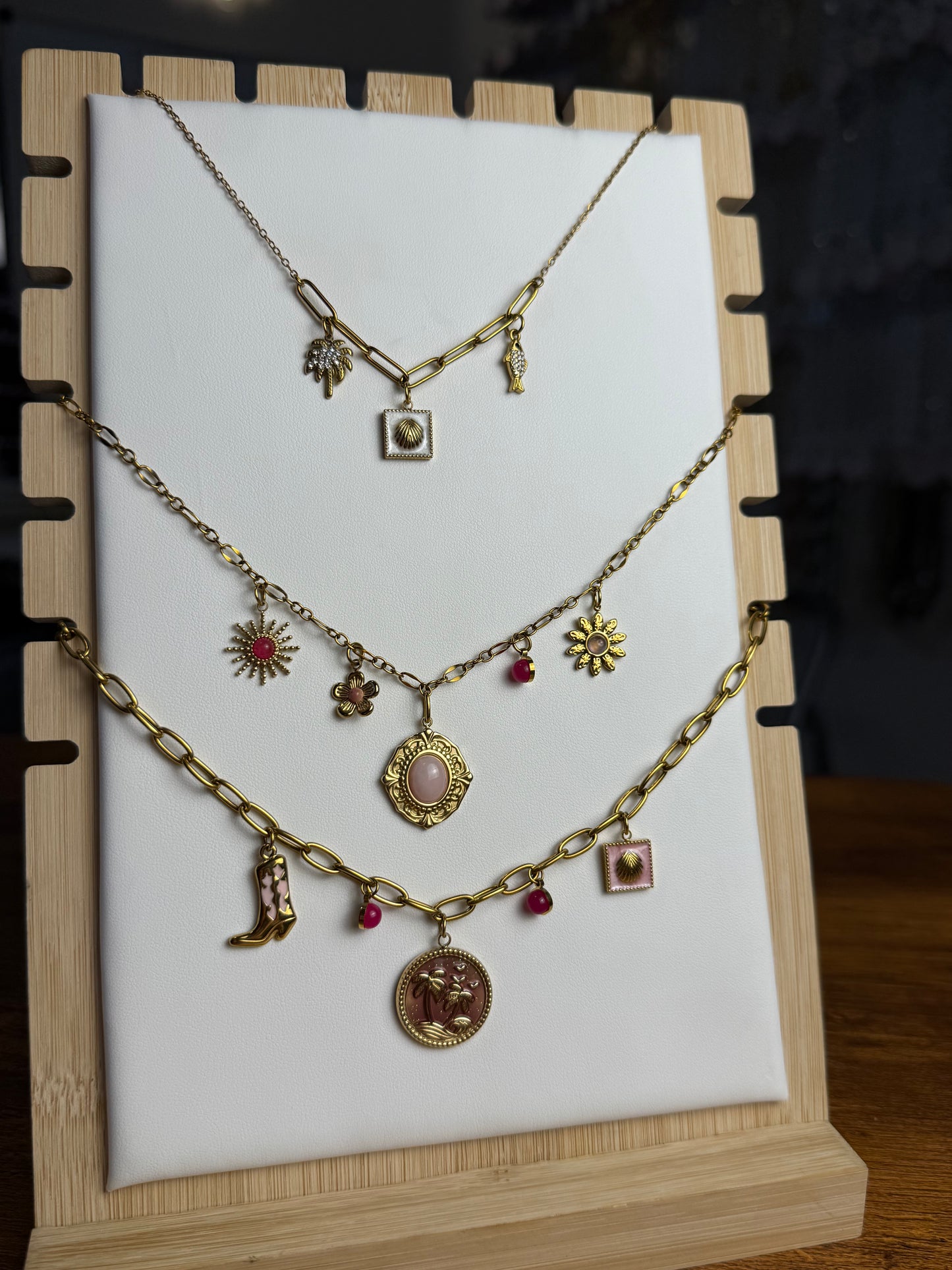 Various Charm Necklaces - Pink + White Edition