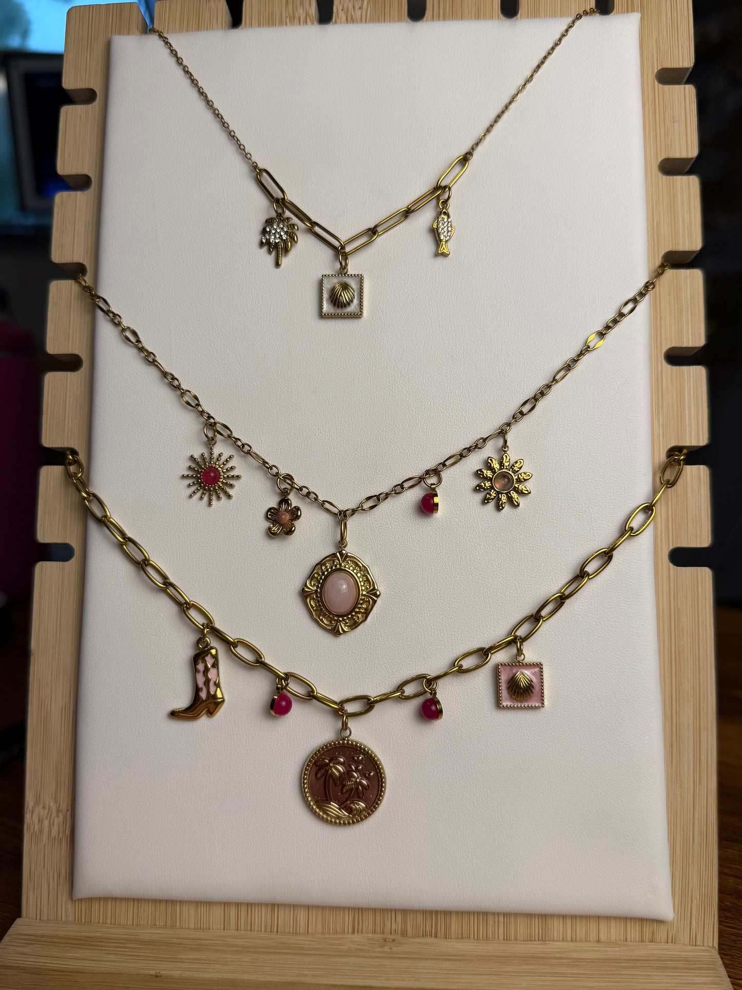 Various Charm Necklaces - Pink + White Edition