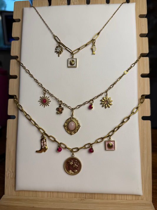 Various Charm Necklaces - Pink + White Edition