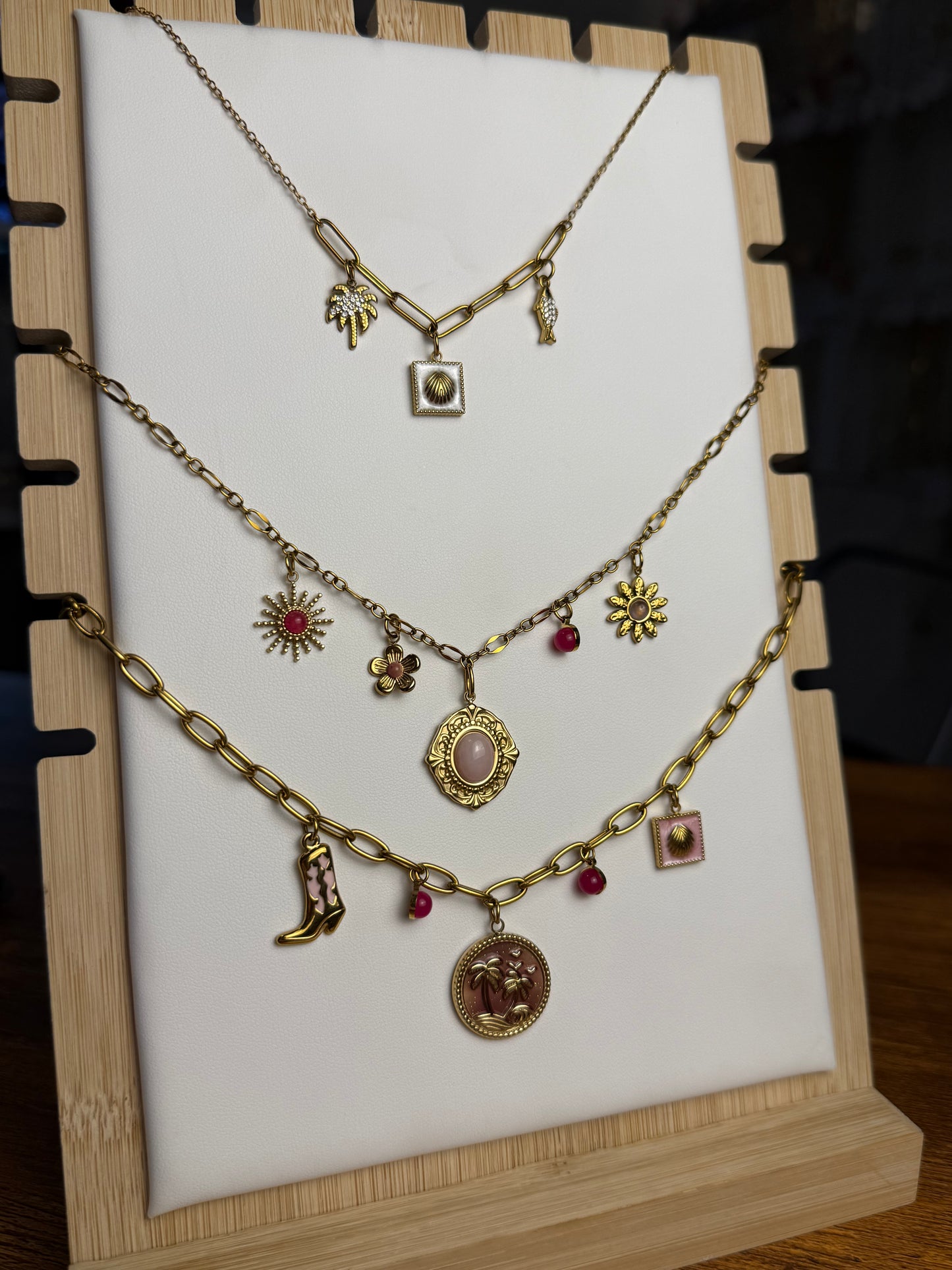 Various Charm Necklaces - Pink + White Edition