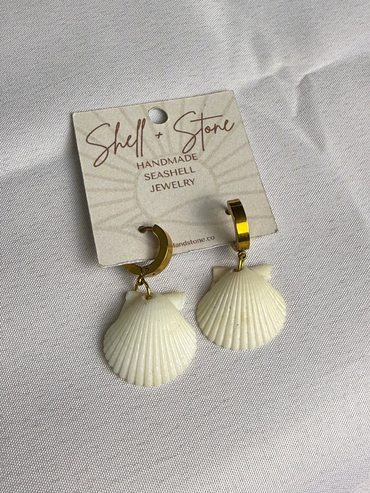 Various Seashell Earrings - Gold Hoops